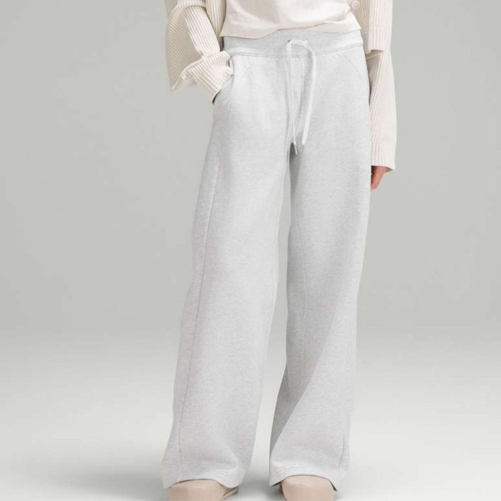 Scuba Mid-rise Wide -Leg Pants Lululemon Light Gray  size XL